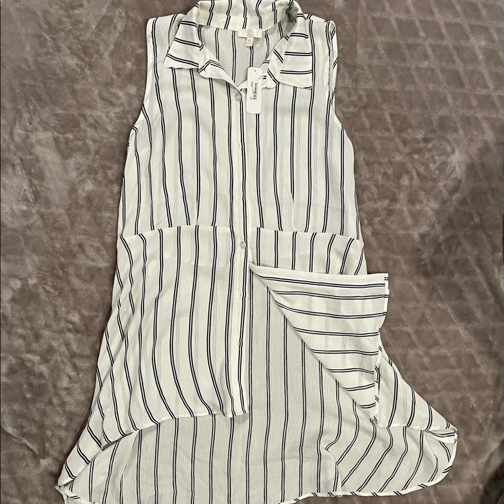 Black and white stripe tunic tank top